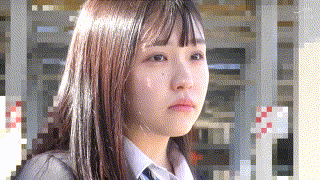 y042【グレーブレザー青リボンちゃん042】月本海咲 エロGIF 3